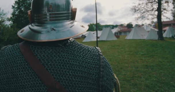 Oude Romeinse Soldaten Bewaken Het Kamp — Stockvideo