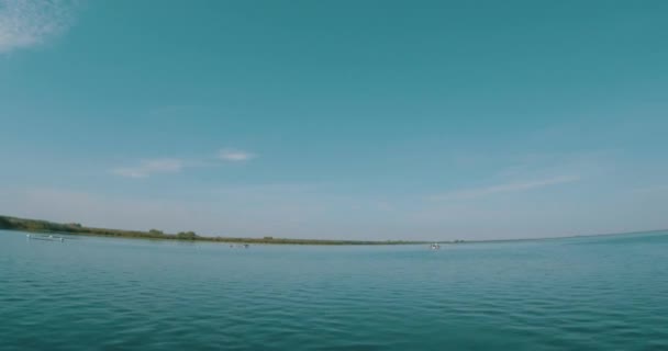 Navigating Large Danube Lakes Romania — Stock Video