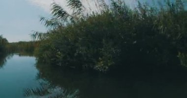 Hızlı sürat teknesi gölde yol alıyor..