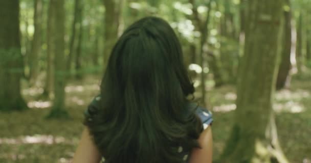 Длинные Каштановые Волосы Маленькая Девочка Лесу Видеоклип