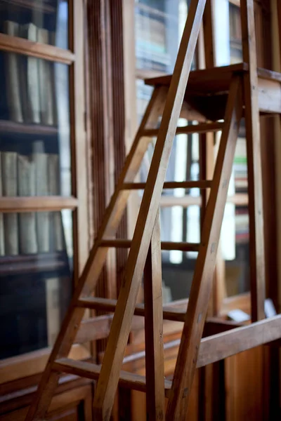 フランスの邸宅内の図書館とそのはしご — ストック写真