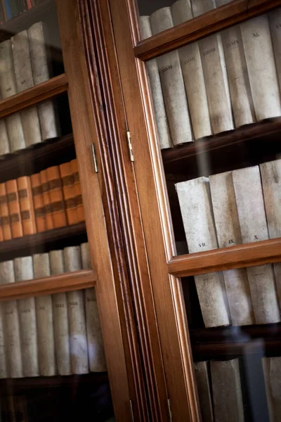 Wooden Bookcase Old Books — Stock Photo, Image