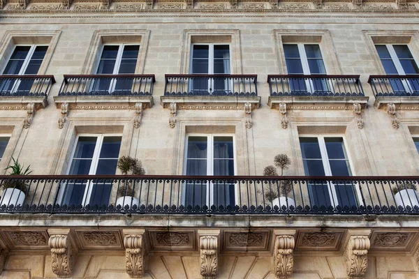 Facade Stoned Classic Building Bordeaux France — Stock Photo, Image