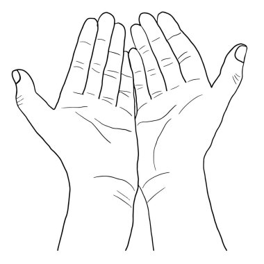 Ellerin vektör çizimi. Süs için. Tebrik için bir unsur. Yazdırma için resim.