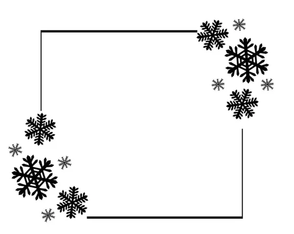 Schneeflocken Rahmen, weißer Hintergrund, Weihnachtsdesign-Kollektion. Vektor Illustration, Frohe Weihnachten Flocken Rahmen Festliche Zeichnung. — Stockvektor