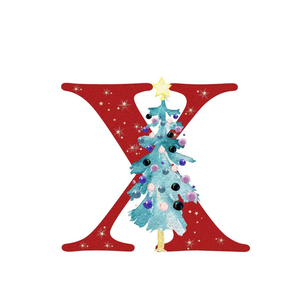 Weihnachten Alphabet. Illustration für Postkarten. Drucken zum Ausdrucken. Design für Einladungen. Festliche Zeichnung. — Stockfoto