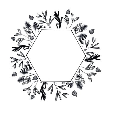 Vektör Tatil çerçevesi. Davetiyeler için resim. Tebrikler için Mutlu Noeller..