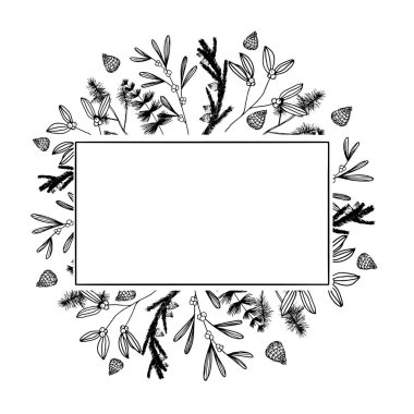 Vektör Tatil çerçevesi. Davetiyeler için resim. Tebrikler için Mutlu Noeller..