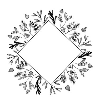 Vektör Tatil çerçevesi. Davetiyeler için resim. Tebrikler için Mutlu Noeller..