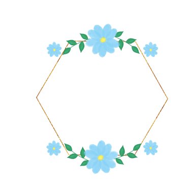 Çiçekli altın çerçeve. Davetiyeler için resim. Tebrik etmek için tasarlandı. Tasarım için öge.