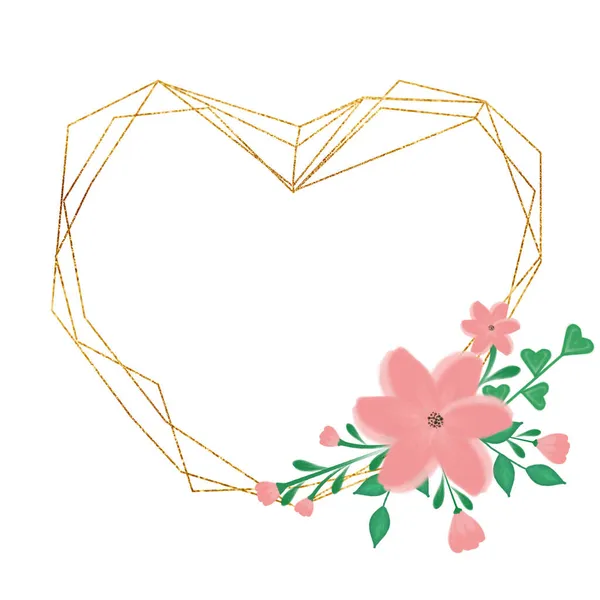 Bloemen gouden frame. Illustratie voor uitnodigingskaarten. Ontwerp voor felicitaties. Het element voor het ontwerp. — Stockfoto