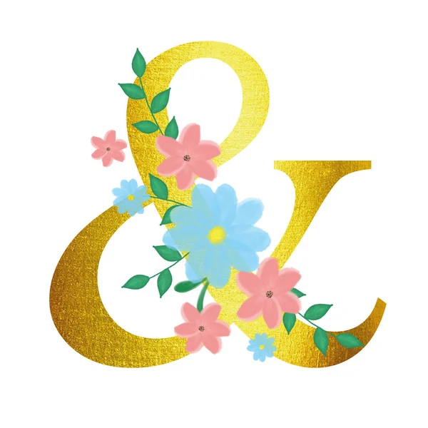 ดอกไม้ที่มีตัวเลขทอง ภาพประกอบสําหรับบัตรเชิญ ออกแบบมาเพื่อแสดงความยินดี องค์ประกอบสําหรับการออกแบบ . — ภาพถ่ายสต็อก