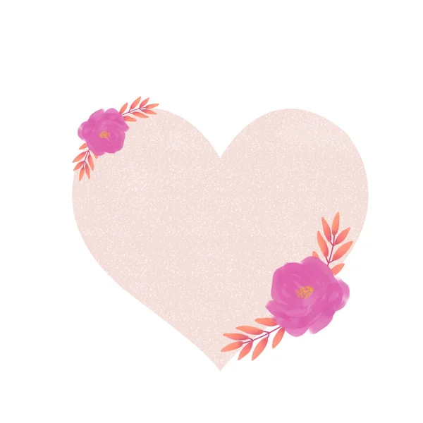 Hjärtformade krans, Blommor, Alla hjärtans dag, bröllop, vykort, inbjudan. — Stockfoto