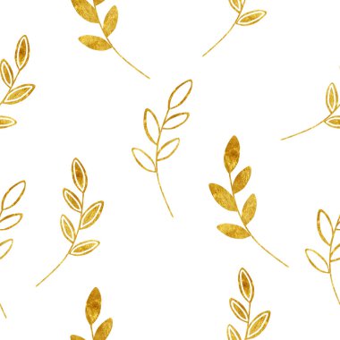 Kusursuz altın çiçekli desen. Parmak izi kalıbı. Paket kağıdı dokusu. Çiçek illüstrasyonu.