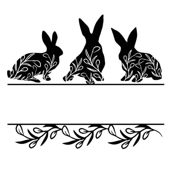 Vector Easter bunny. Frame. Template for printing. Illustration for design. Festive drawing for design. — Stock Vector
