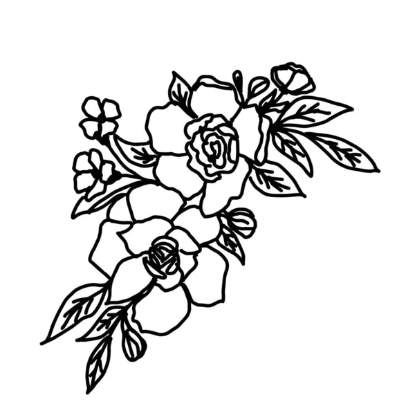 Dibujo de flor vectorial dibujado a mano. Elementos decorativos para el diseño. Aislado sobre un fondo blanco. Adorno para bordados, postales e invitaciones — Vector de stock