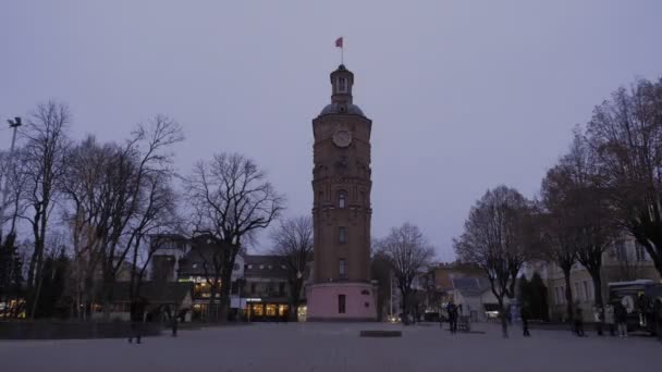 Timelapse Night Comes City Ancient Tower High Quality Fullhd Footage — Αρχείο Βίντεο