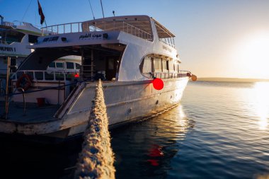 A rope that reaches for a ship at sea. High quality photo