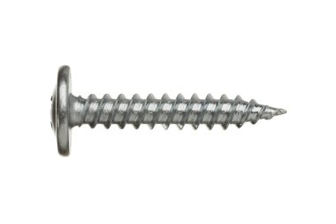 Paslanmaz çelik kendi kendine dokunan vida beyaz arka planda izole.