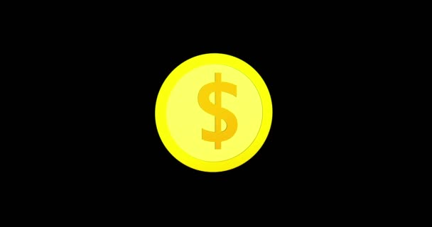 Animatie Van Een Draaiende Dollar Gouden Munt Een Gouden Munt — Stockvideo