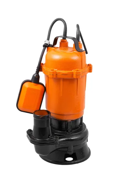 Onderdompelbare Waterpomp Oranje Kleur Geïsoleerd Witte Achtergrond — Stockfoto