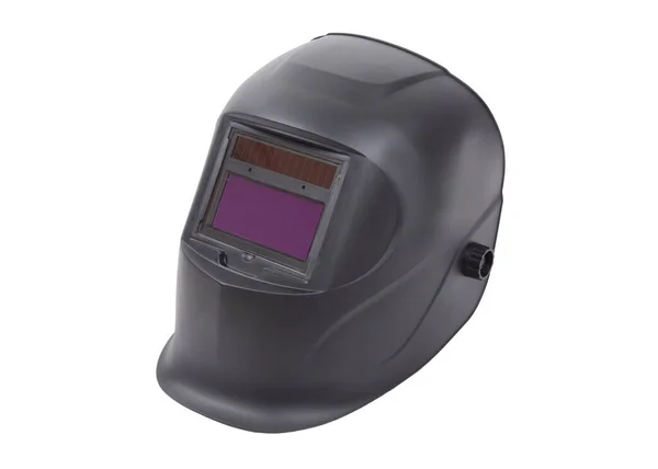 Beyaz arka planda izole edilmiş modern kaynak kaskı. Kaynakçı mas