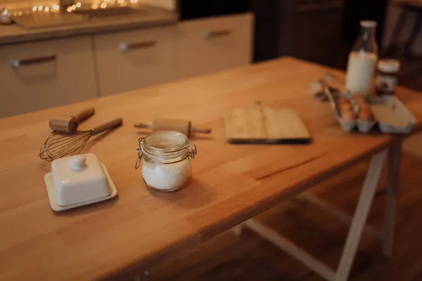 Cucinare Cibo Fatto Mano Con Primo Piano Cucina Con Ingredienti — Foto Stock