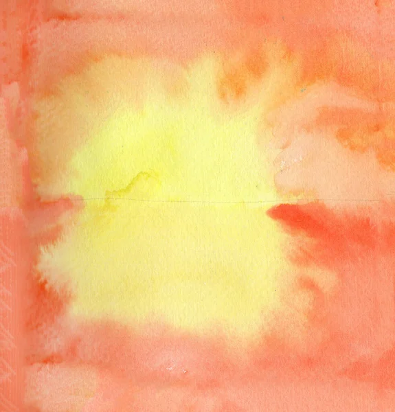 Hand Drawn Watercolor Texture Paint Stains Orange Yellow Bright Colors — Stock Photo, Image