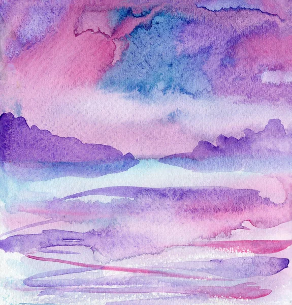 Hand Drawn Watercolor Texture Paint Stains Pink Blue Purple Bright — ストック写真