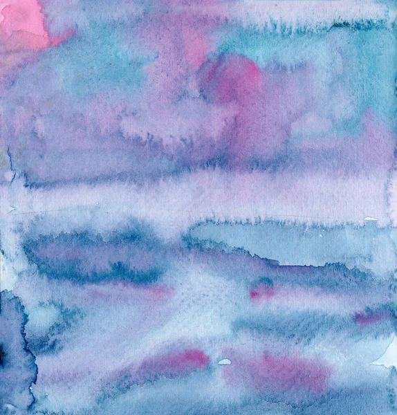 Hand Drawn Watercolor Texture Paint Stains Green Blue Purple Bright — ストック写真