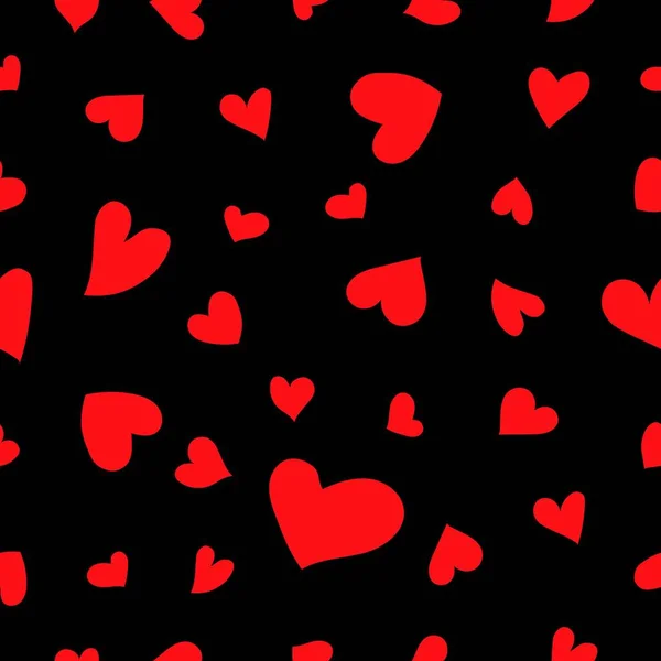 Płynny Wzór Małymi Czerwonymi Serduszkami Czarne Tło Szczęśliwych Walentynek Miłość — Wektor stockowy