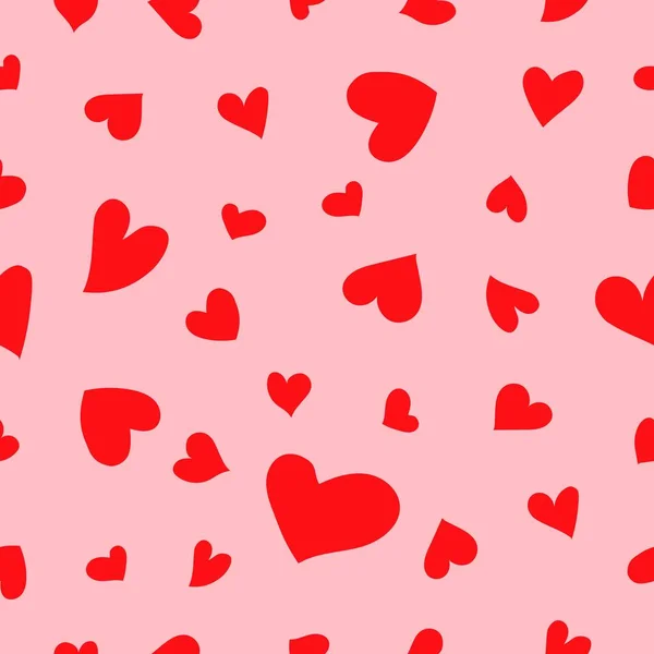 Bezproblémový Vzor Červenými Srdíčky Růžové Pozadí Šťastného Valentýna Láska Romantika — Stockový vektor