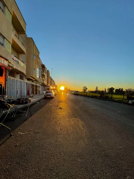 Rue Marocaine Avec Beau Ciel Couchant — Photo