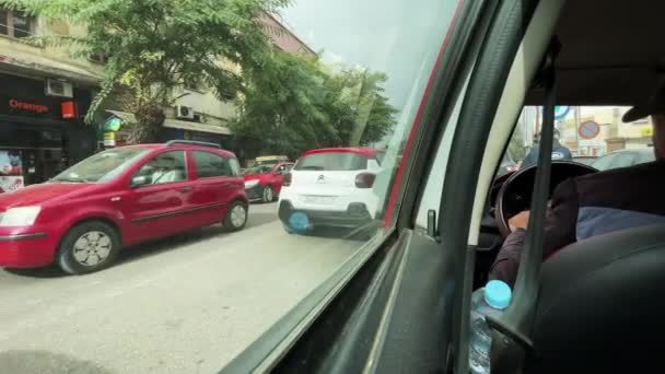Cab Driver Speeding Roads Morocco — Stockvideo