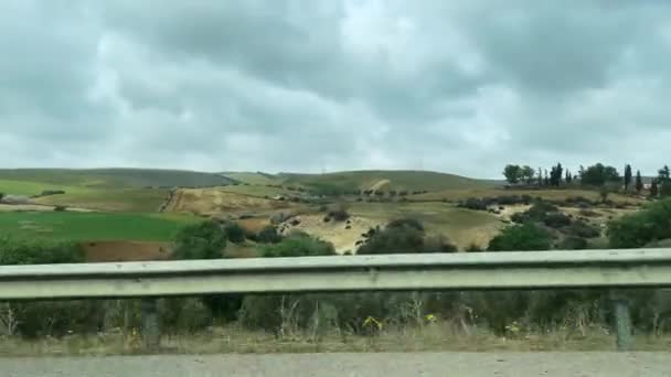 Car Window View Speeding Highway — Vídeos de Stock