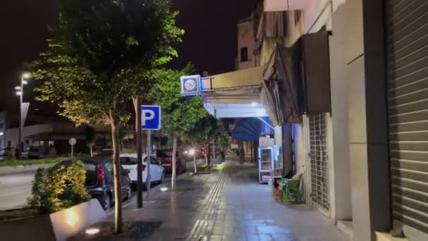 Walking Pov Footage Streets Morocco Night — Stockvideo