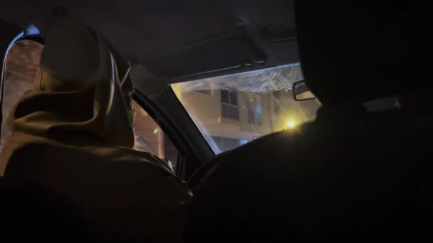 Taxi Driver Driving Night — Vídeos de Stock