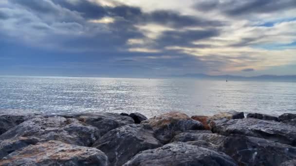 Beautiful Sunrise Reflection Mediterranean Sea — Stockvideo