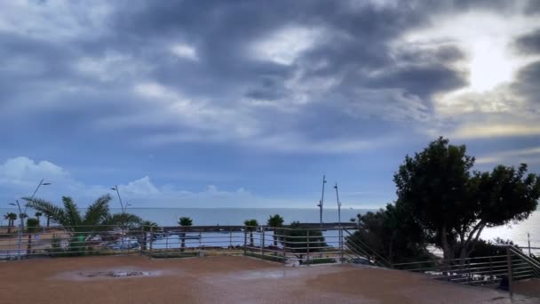 Panoramic View Mediterranean Sea Sunrise Time — Vídeo de Stock