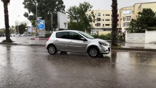 Super Slow Footage Car Driving Stormy Day — Wideo stockowe