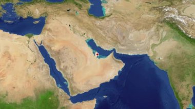 Doha 'nın uzaydan bulunduğu yerin görüntüsü yakınlaştırılıyor