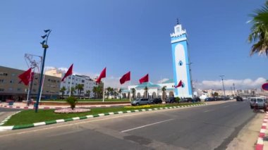 Cars driving nearby Mohamed VI mosque in Fnideq