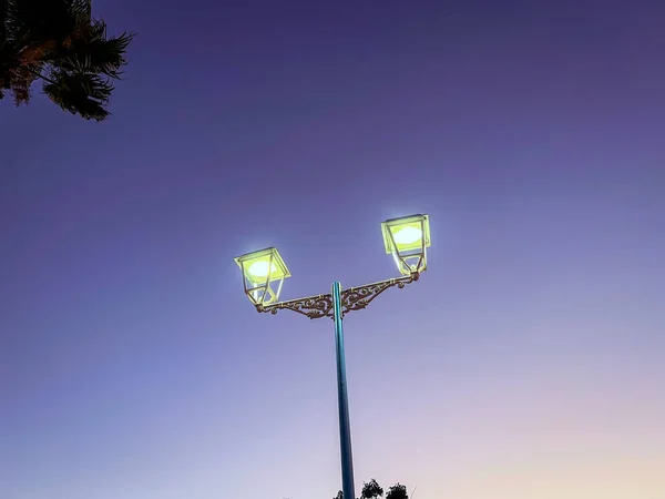 Beautiful Moroccan Lamppost Night Sky Background — Fotografia de Stock