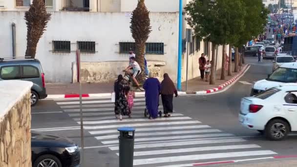 Group Women Crossing Road — Stockvideo