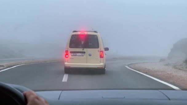 Car Driving Highway Foggy Day — Vídeo de stock