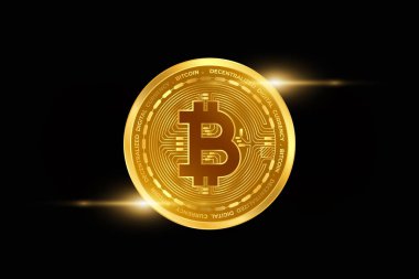 Basit bir arkaplan ile izole edilmiş Bitcoin para