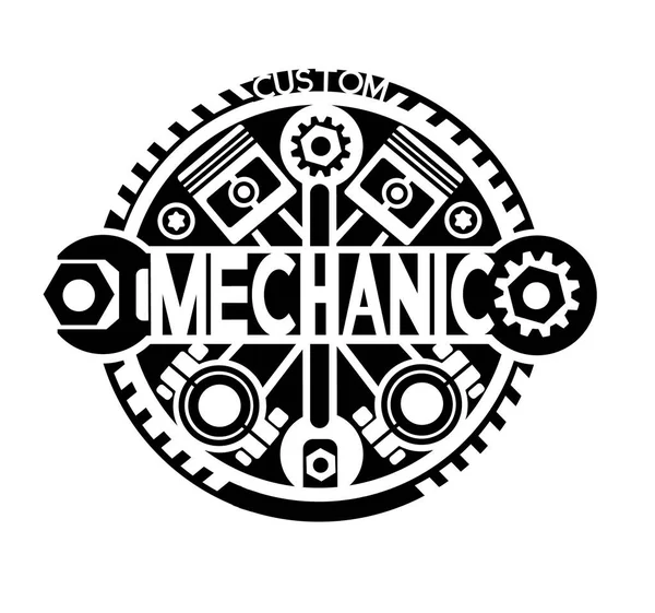 Beyaz arka planda siyahlı bir tamircinin logosu