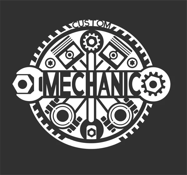 Siyah arka planda beyazlı bir tamircinin logosu