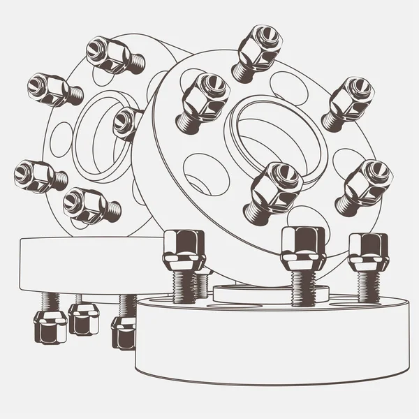 Espaçadores Para Expandir Distância Entre Eixos Carro —  Vetores de Stock