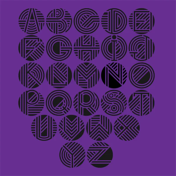art design creative letters english alphabet in a circle with stripes and lines